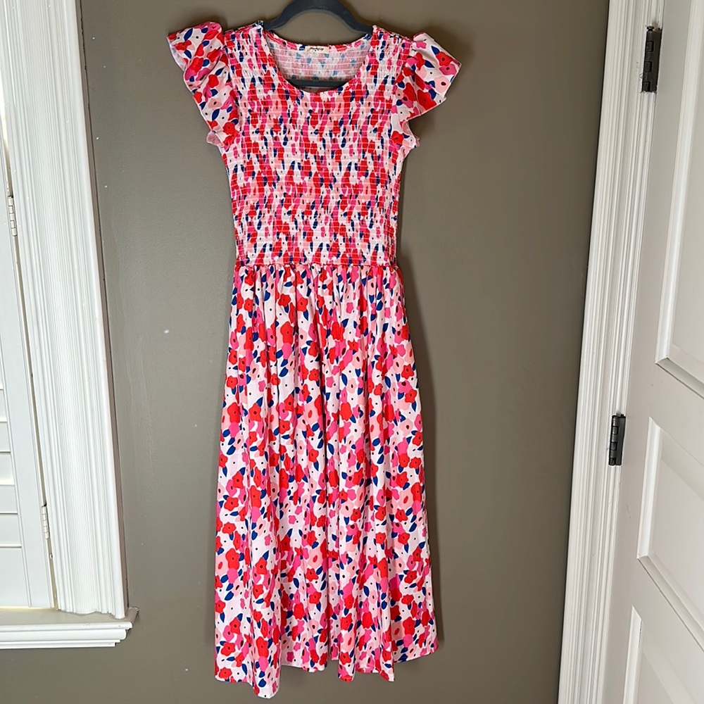 Sunday Up midi dress with flutter sleeves.